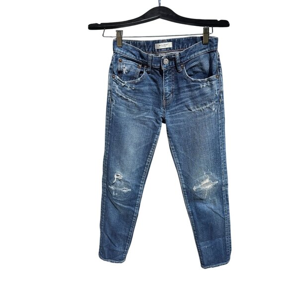 MOUSSY Vintage Distressed Lancaster Skinny Dark Blue Denim Jeans SZ 25 - Picture 3 of 13
